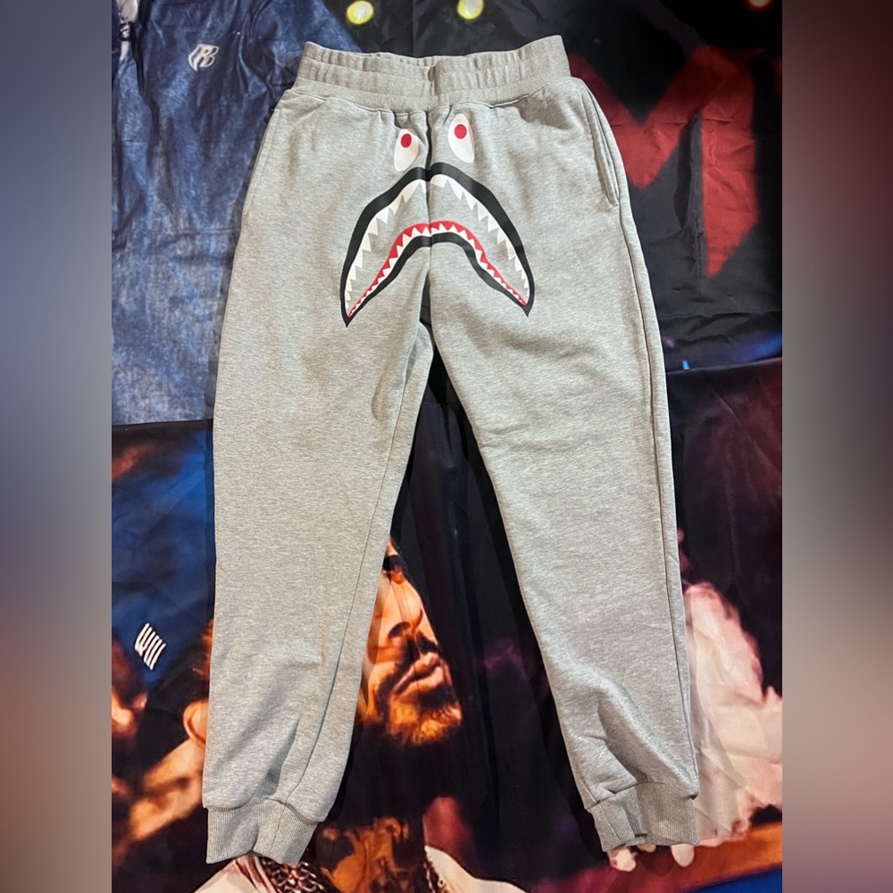 Bape Sharkface gray sweatpants L